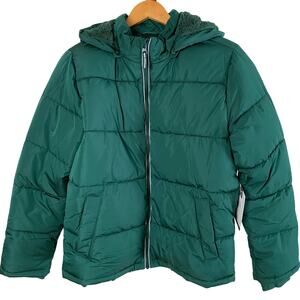 NEW Member's Mark Kids Boy's Size XL 14/16 Hooded Puffer Jacket Green Full Zip